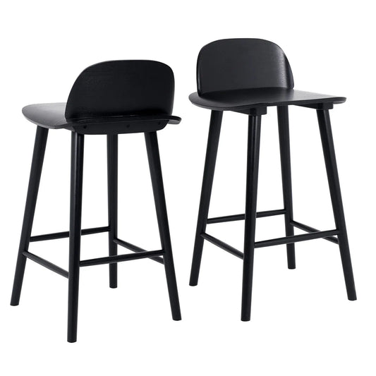 2X Wooden Bar Stool Dining Chair Ash Wood ELISE 65cm BLACK - Mekamart Australia