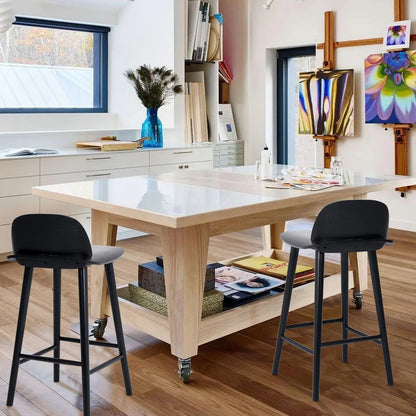 2X Wooden Bar Stool Dining Chair Ash Wood ELISE 65cm BLACK - Mekamart Australia