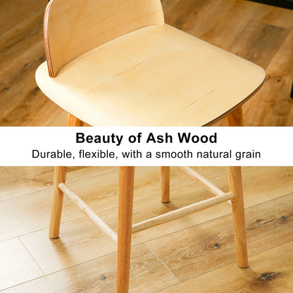2X Wooden Bar Stool Dining Chair Ash Wood ELISE 65cm - Mekamart Australia