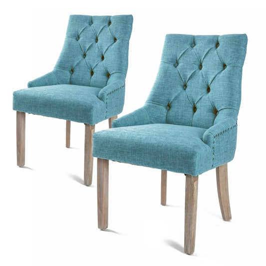 2X French Provincial Dining Chair Oak Leg AMOUR BLUE - Mekamart Australia