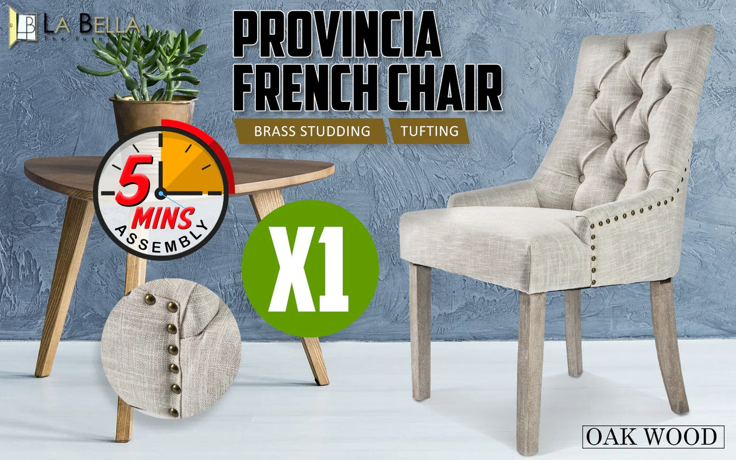 French Provincial Dining Chair Oak Leg AMOUR CREAM - Mekamart Australia
