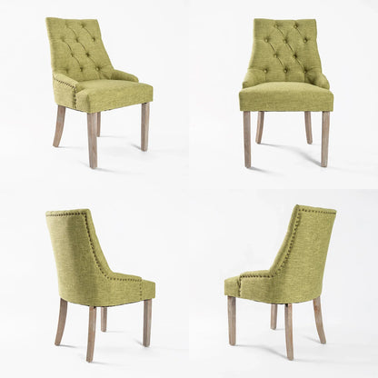 French Provincial Dining Chair Oak Leg AMOUR GREEN
