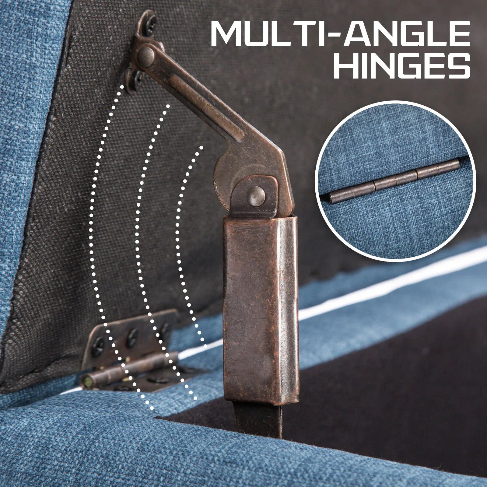 Storage Ottoman Stool 102cm Fabric DARK BLUE - Mekamart Australia