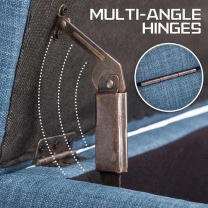 Storage Ottoman Stool 102cm Fabric DARK BLUE - Mekamart Australia