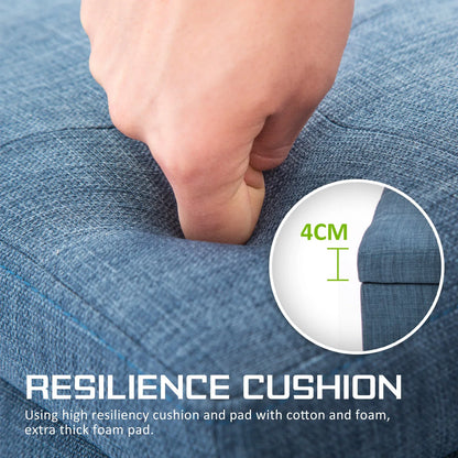 Storage Ottoman Stool 102cm Fabric DARK BLUE - Mekamart Australia