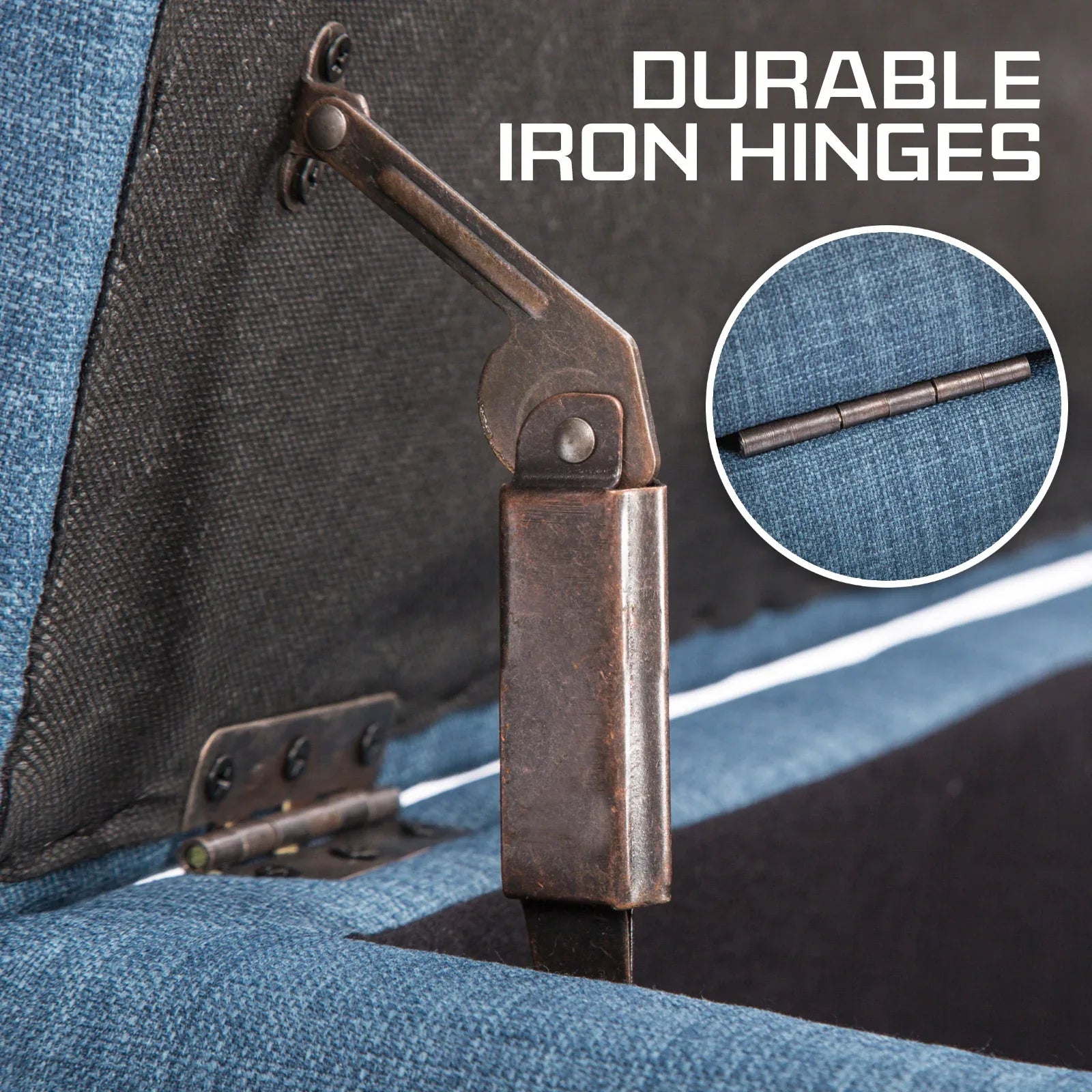 Storage Ottoman Stool 102cm Fabric DARK BLUE - Mekamart Australia