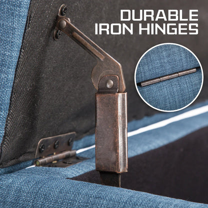 Storage Ottoman Stool 102cm Fabric DARK BLUE - Mekamart Australia