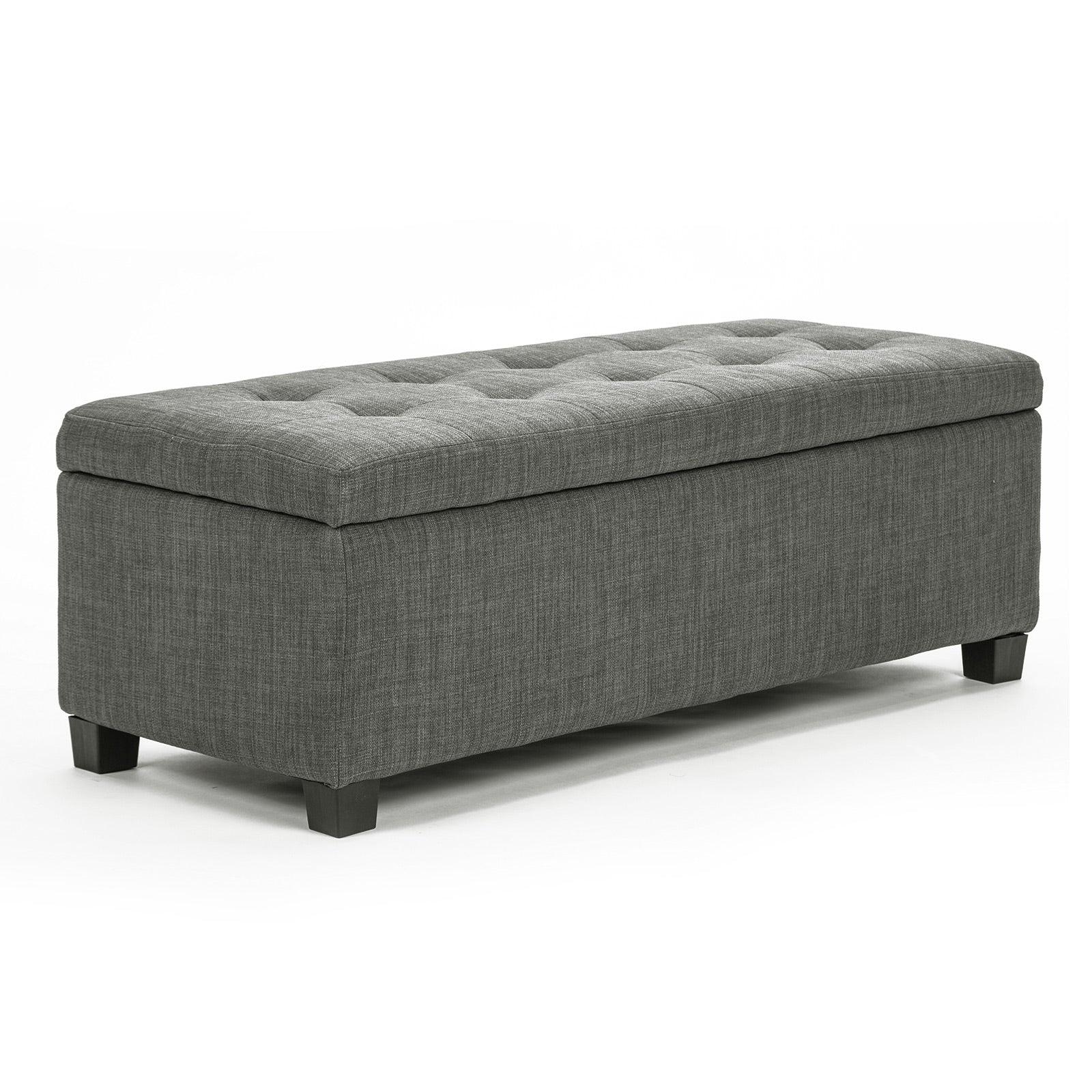 Storage Ottoman Stool 102cm Fabric DARK GREY - Mekamart Australia