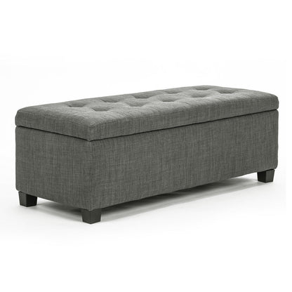 Storage Ottoman Stool 102cm Fabric DARK GREY - Mekamart Australia