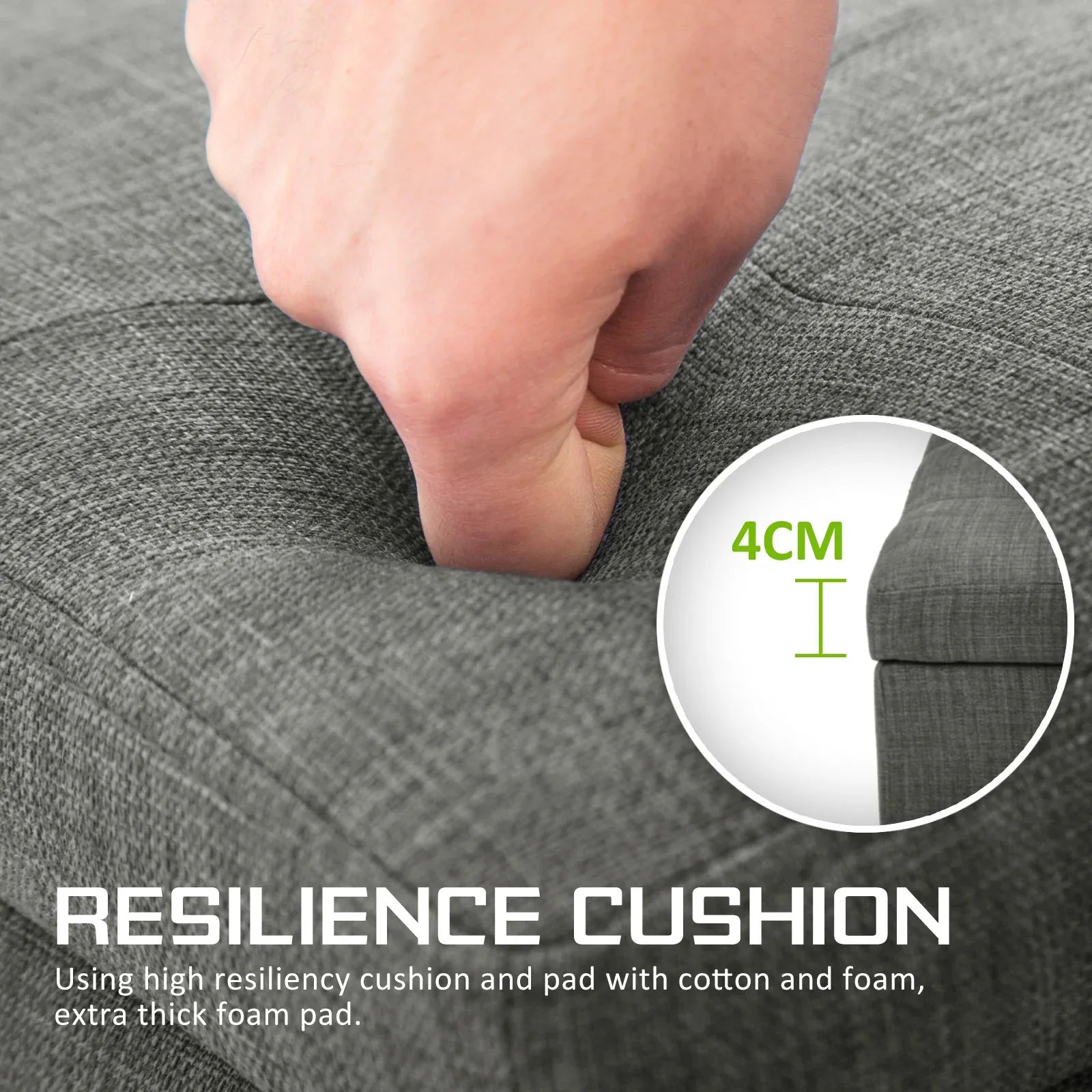 Storage Ottoman Stool 102cm Fabric DARK GREY - Mekamart Australia