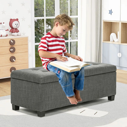 Storage Ottoman Stool 102cm Fabric DARK GREY - Mekamart Australia