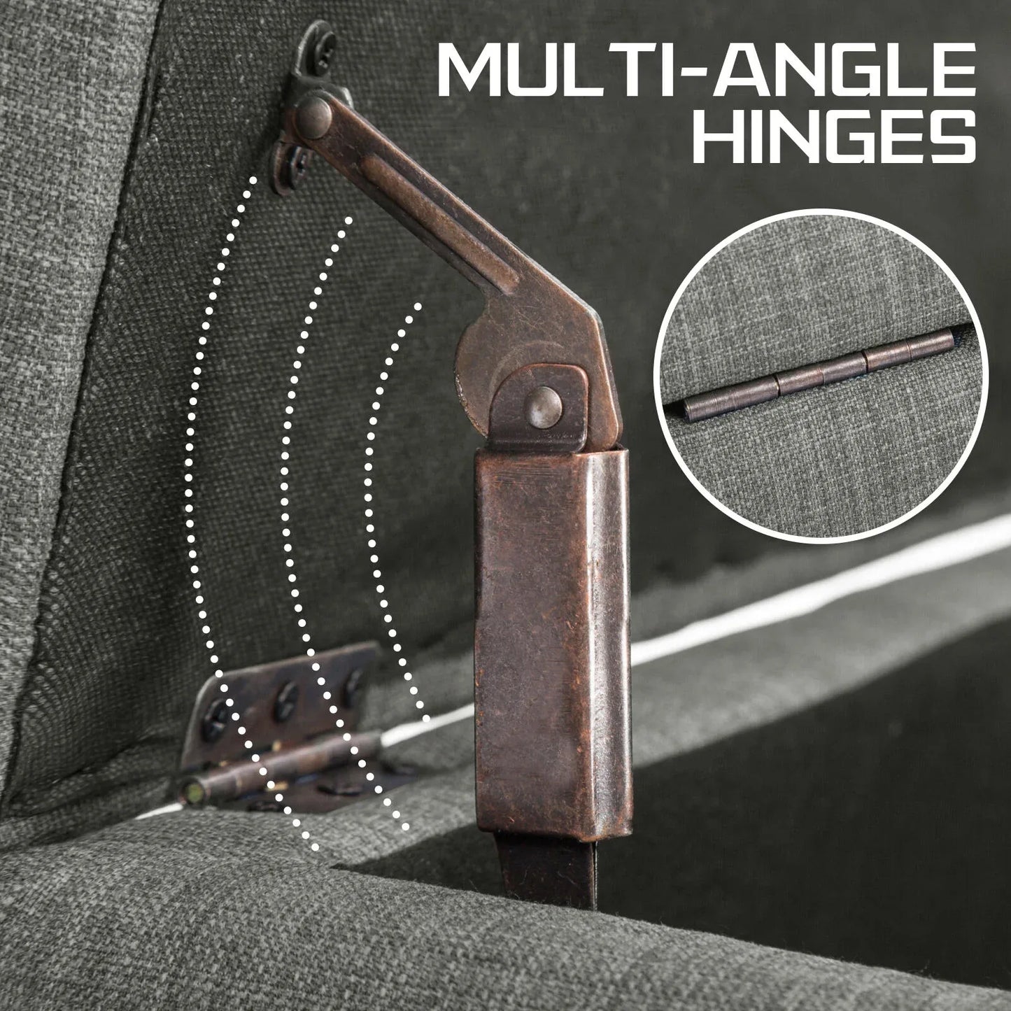 Storage Ottoman Stool 102cm Fabric DARK GREY - Mekamart Australia