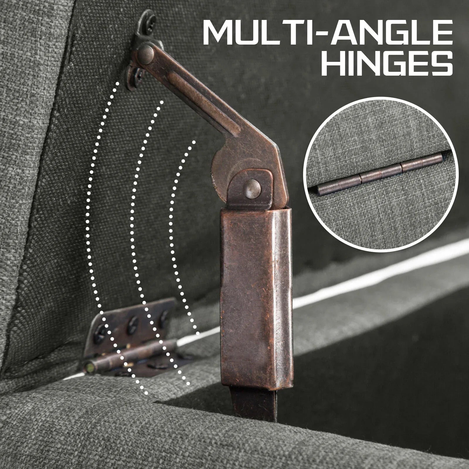 Storage Ottoman Stool 102cm Fabric DARK GREY - Mekamart Australia