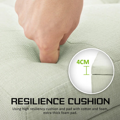 Storage Ottoman Stool 102cm Fabric LIGHT GREEN - Mekamart Australia