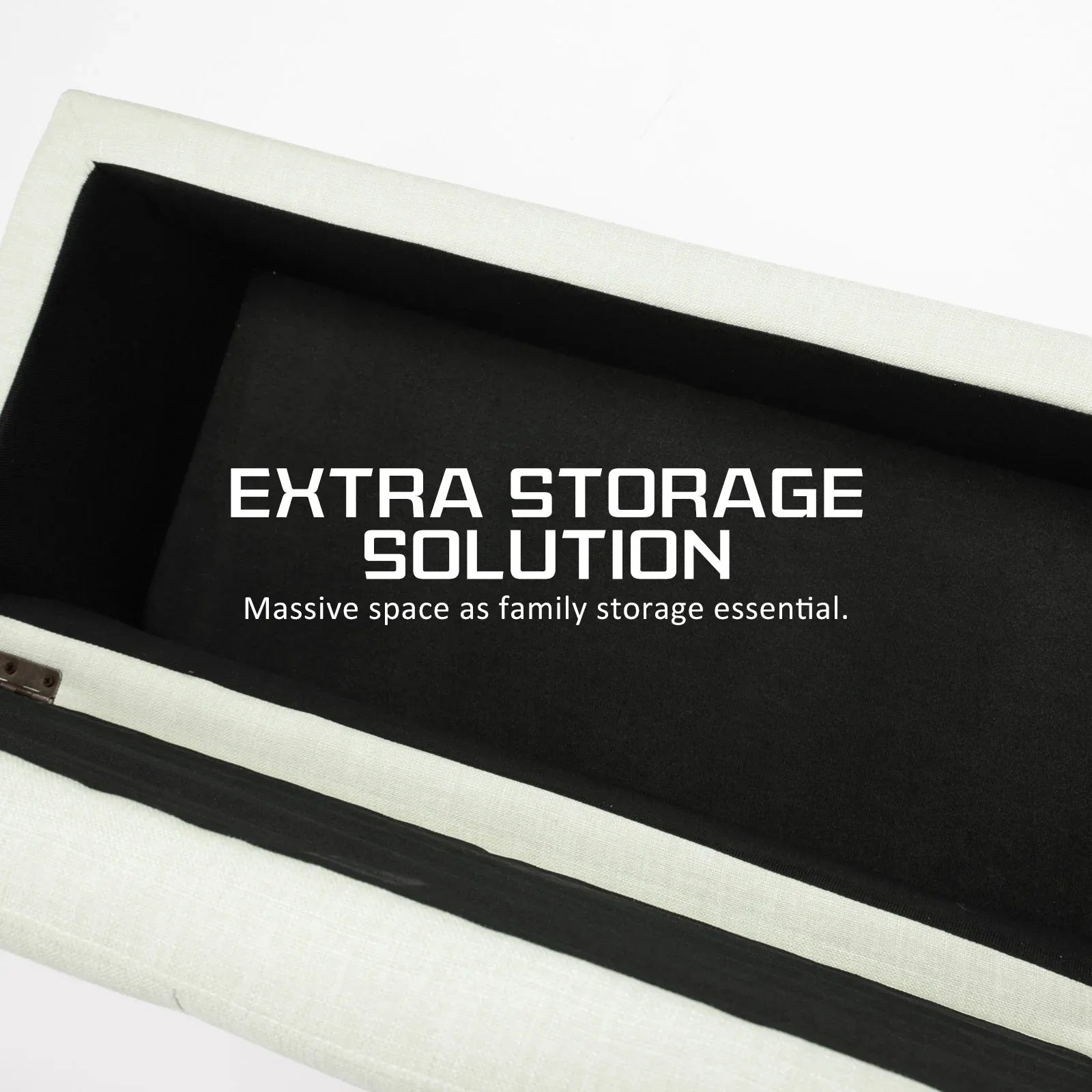 Storage Ottoman Stool 102cm Fabric LIGHT GREEN - Mekamart Australia