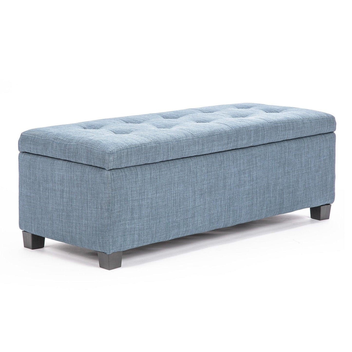 Storage Ottoman Stool 102cm Fabric LIGHT GREY BLUE - Mekamart Australia