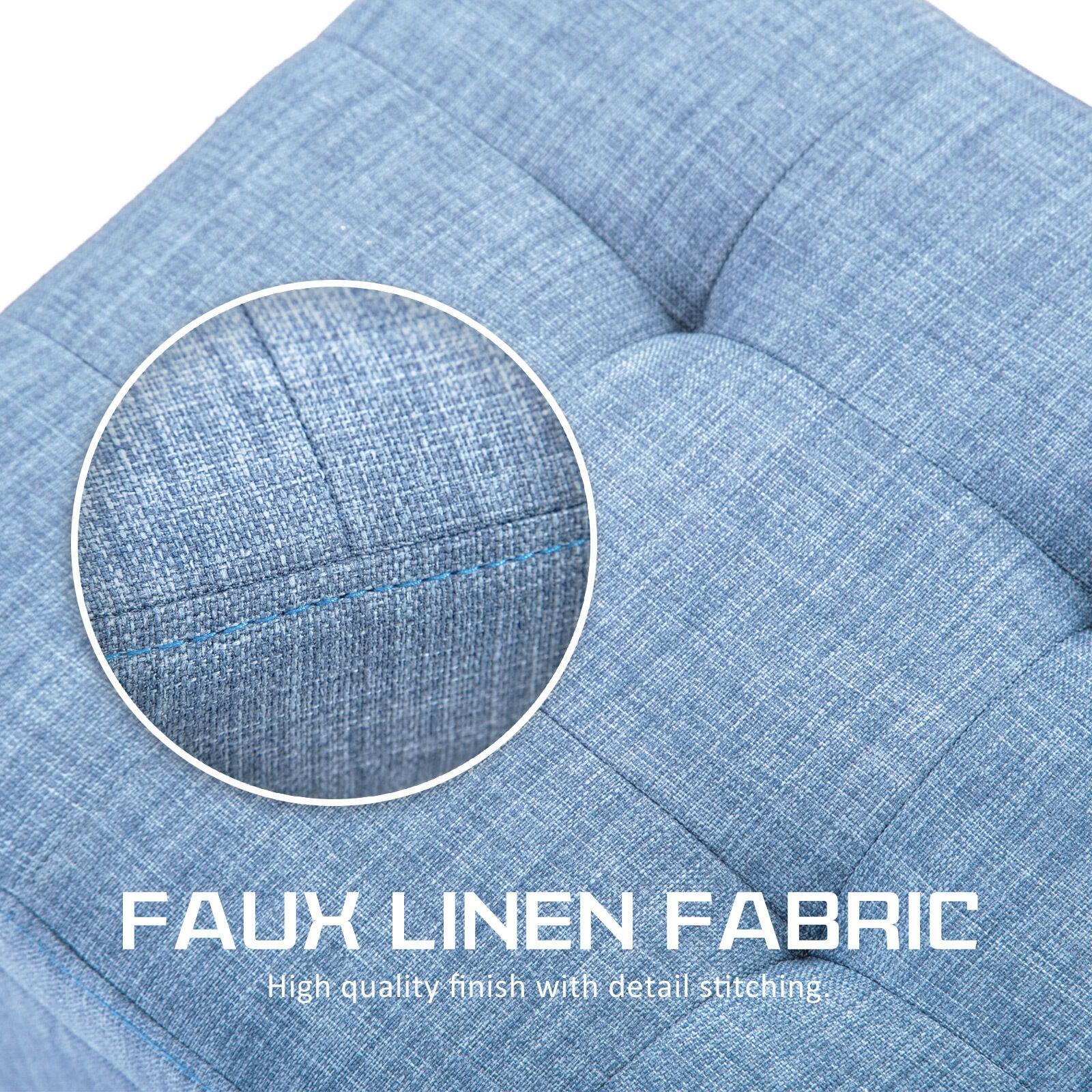 Storage Ottoman Stool 102cm Fabric LIGHT GREY BLUE - Mekamart Australia