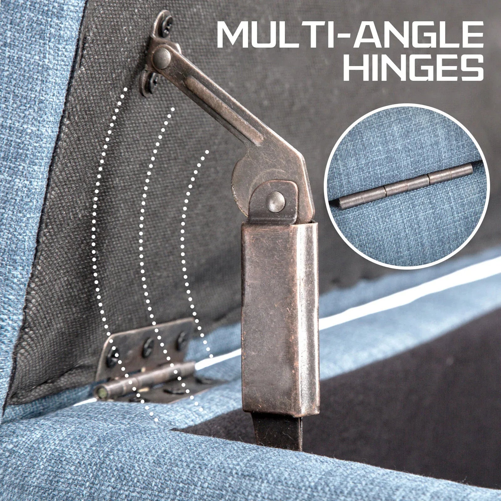 Storage Ottoman Stool 102cm Fabric LIGHT GREY BLUE - Mekamart Australia