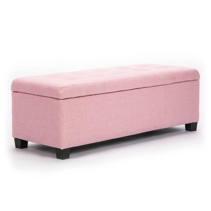 Storage Ottoman Stool 102cm Fabric PINK - Mekamart Australia