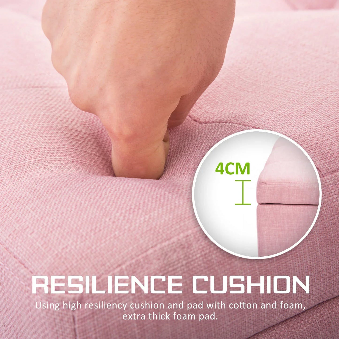 Storage Ottoman Stool 102cm Fabric PINK - Mekamart Australia