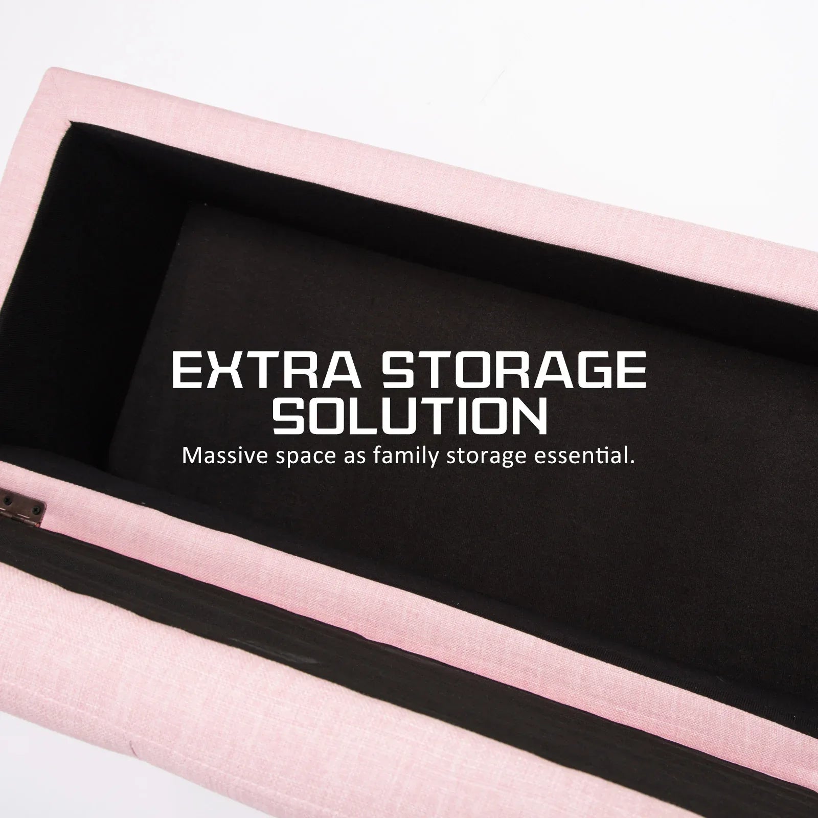 Storage Ottoman Stool 102cm Fabric PINK - Mekamart Australia