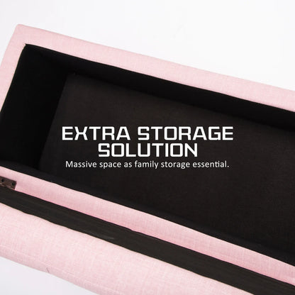 Storage Ottoman Stool 102cm Fabric PINK - Mekamart Australia