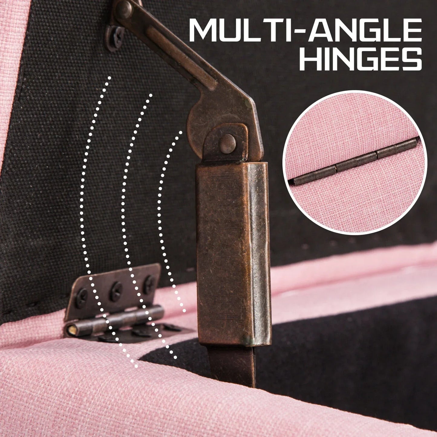 Storage Ottoman Stool 102cm Fabric PINK - Mekamart Australia