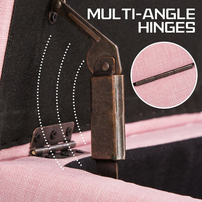 Storage Ottoman Stool 102cm Fabric PINK - Mekamart Australia