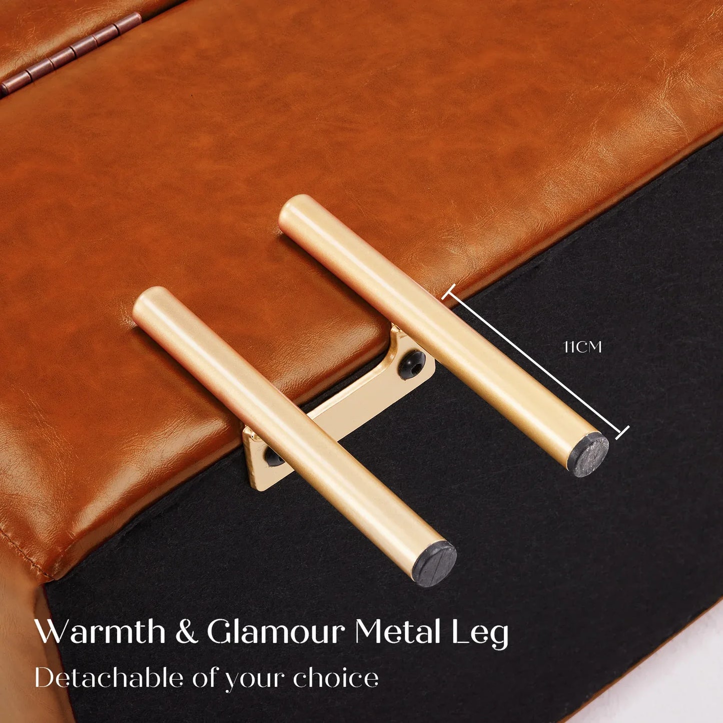 Storage Ottoman Stool Bench Seat 97cm PU Leather BROWN - Mekamart Australia