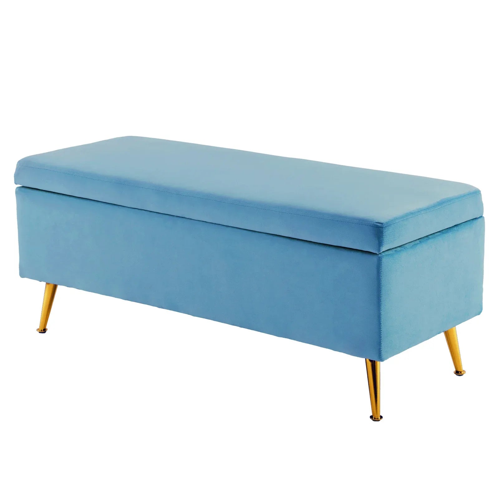 Storage Ottoman Stool Bench Seat 110cm Velvet OCEAN BLUE - Mekamart Australia