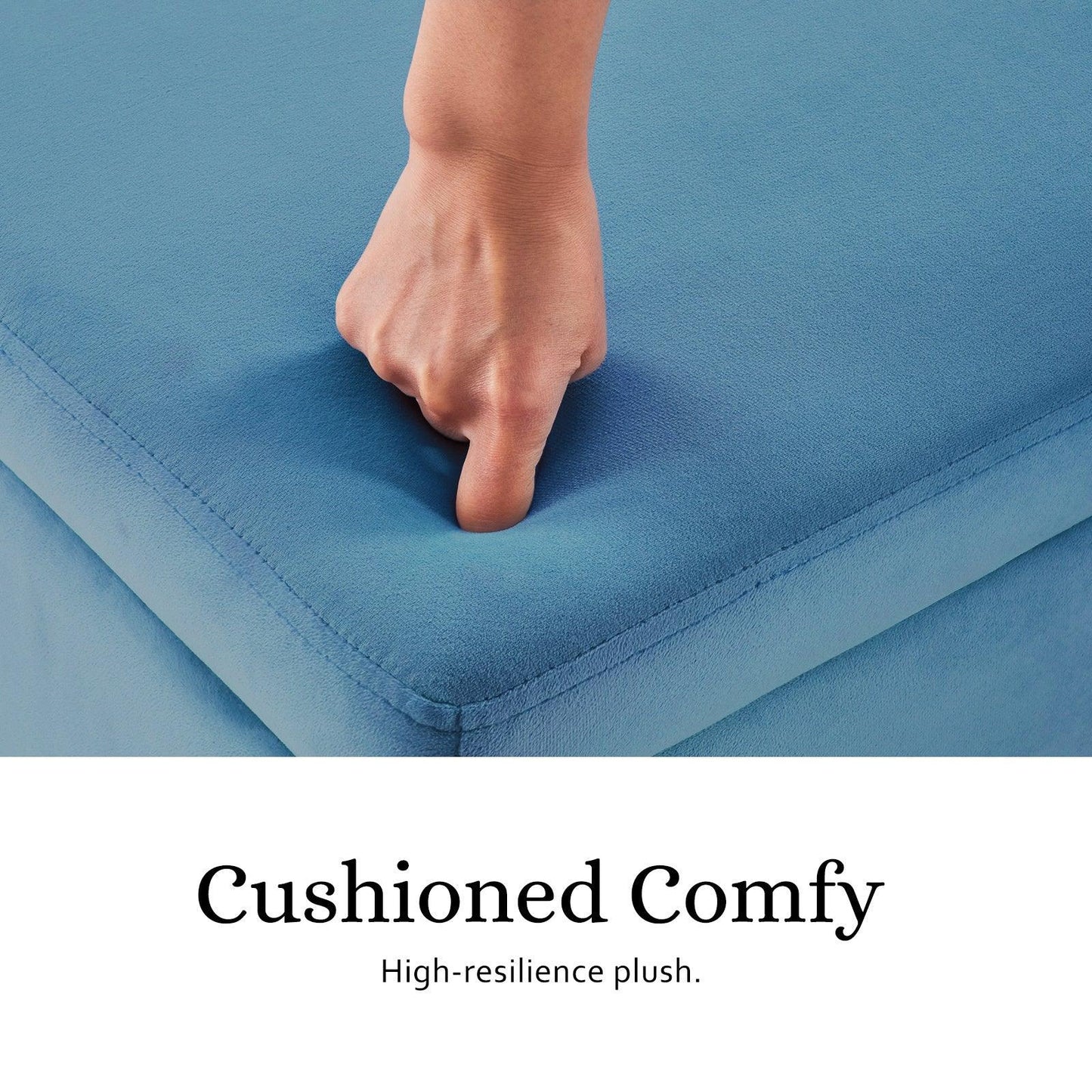 Storage Ottoman Stool Bench Seat 110cm Velvet OCEAN BLUE - Mekamart Australia