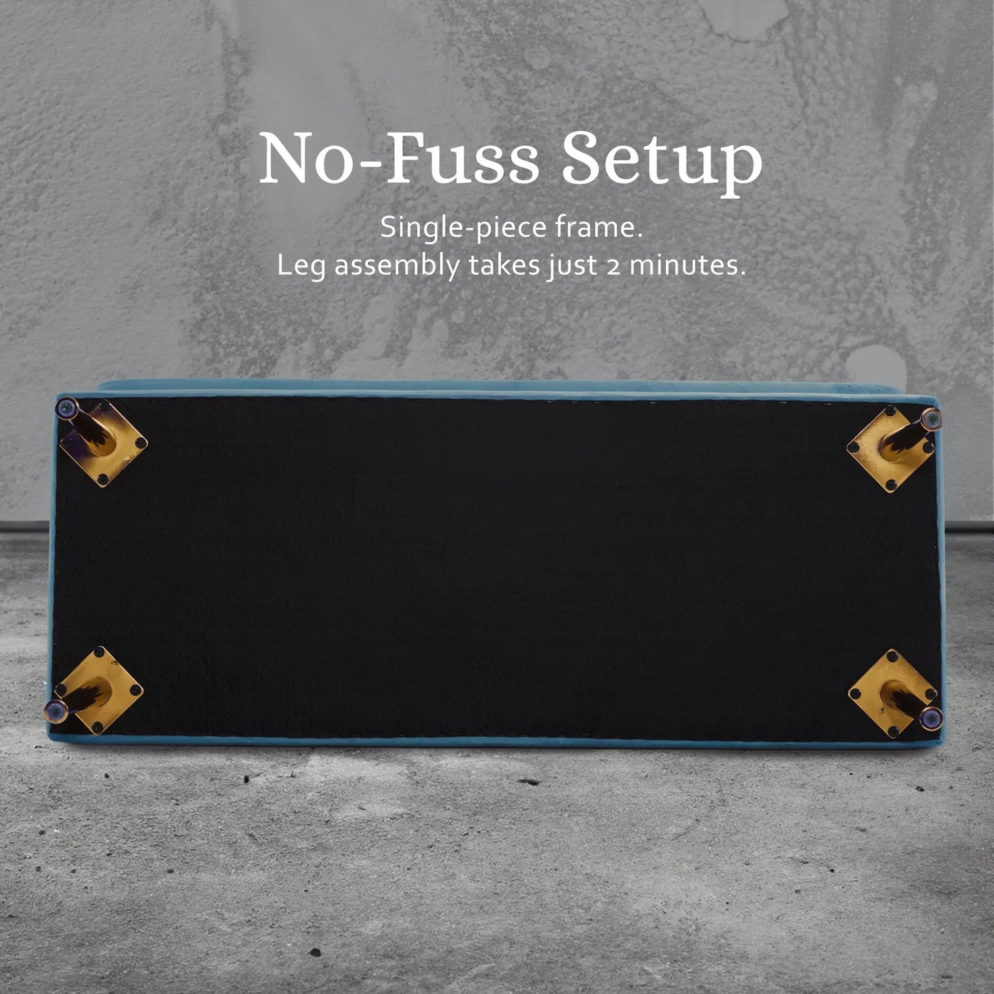 Storage Ottoman Stool Bench Seat 110cm Velvet OCEAN BLUE - Mekamart Australia