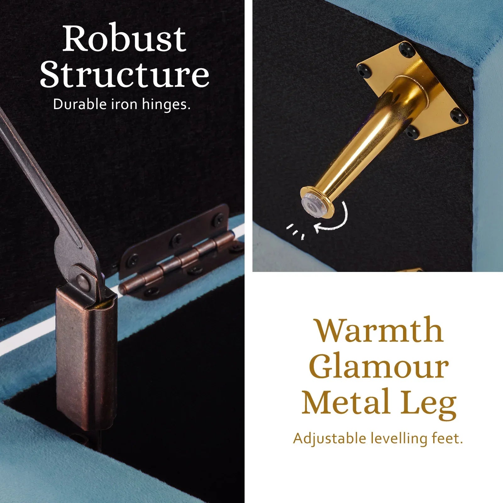 Storage Ottoman Stool Bench Seat 110cm Velvet OCEAN BLUE - Mekamart Australia