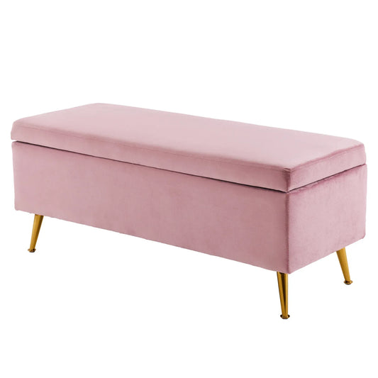 Storage Ottoman Stool Bench Seat 110cm Velvet PINK - Mekamart Australia