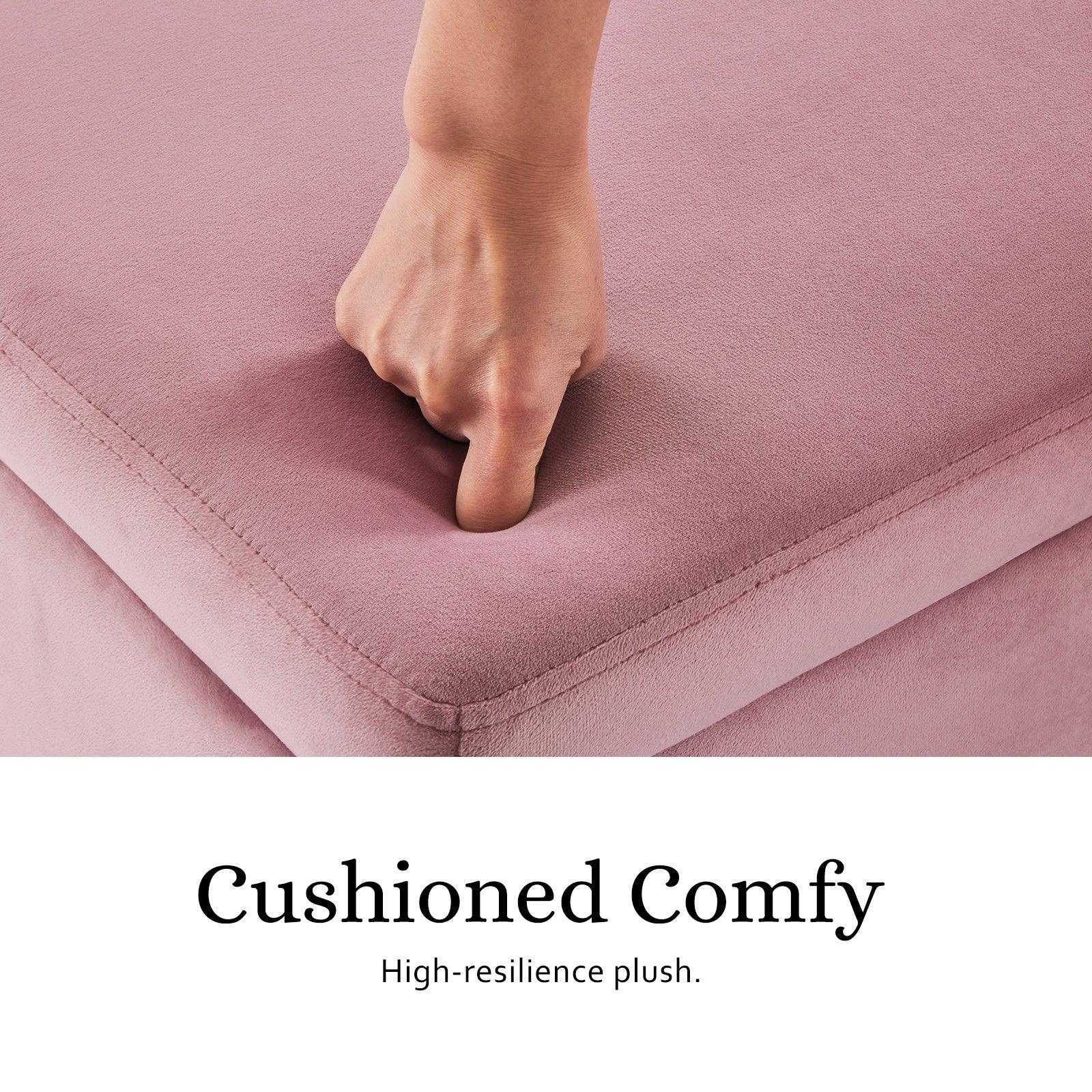 Storage Ottoman Stool Bench Seat 110cm Velvet PINK - Mekamart Australia