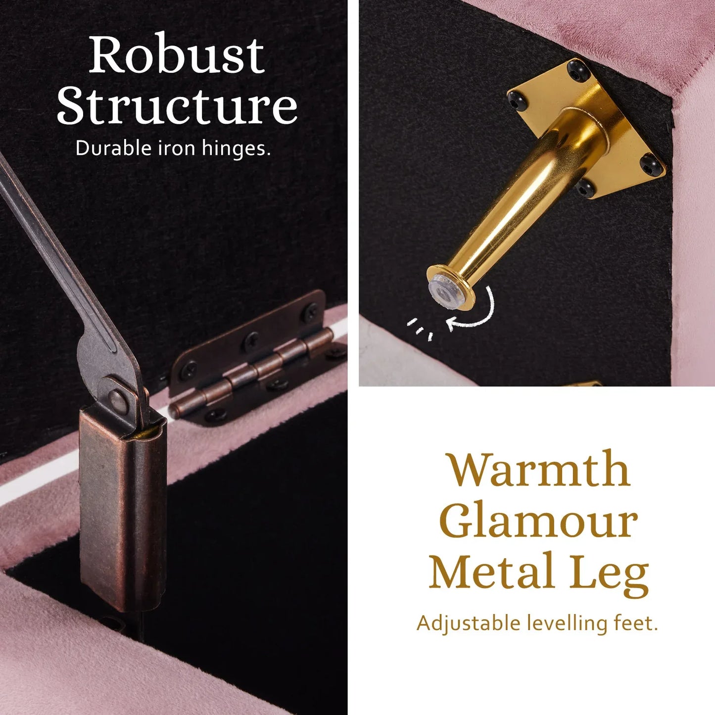 Storage Ottoman Stool Bench Seat 110cm Velvet PINK - Mekamart Australia