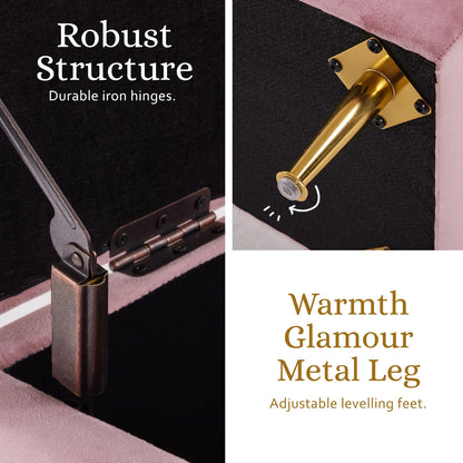 Storage Ottoman Stool Bench Seat 110cm Velvet PINK - Mekamart Australia