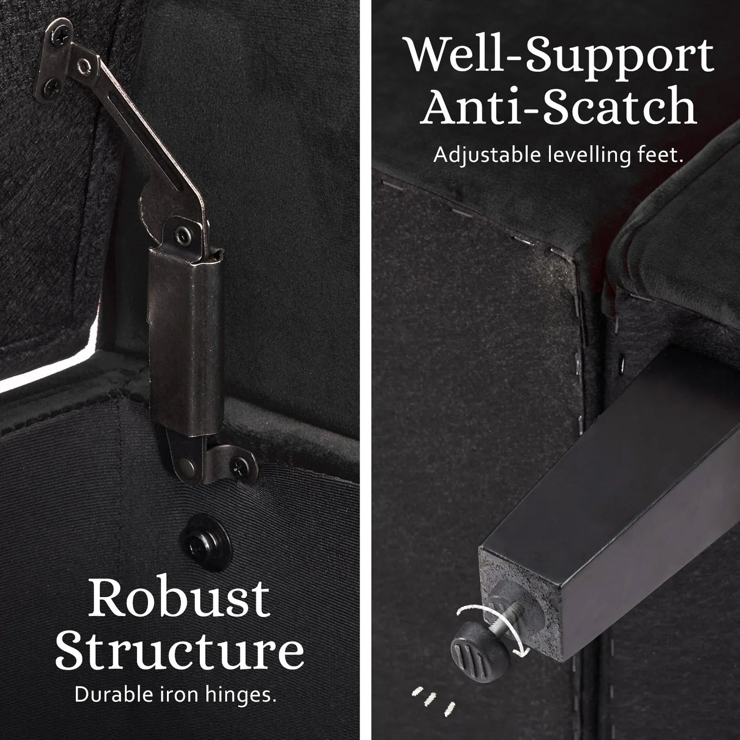 Storage Ottoman Stool Arm Bench Seat 132cm Velvet BLACK - Mekamart Australia