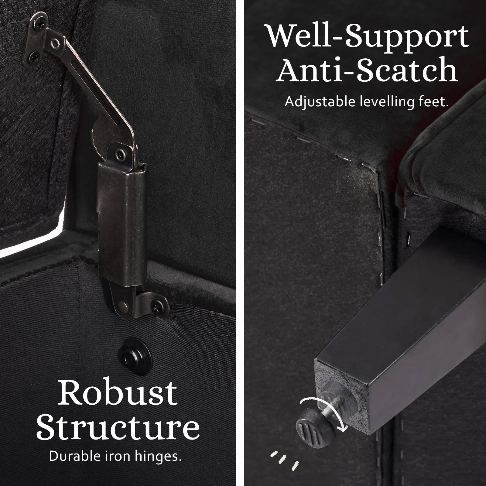 Storage Ottoman Stool Arm Bench Seat 132cm Velvet BLACK - Mekamart Australia