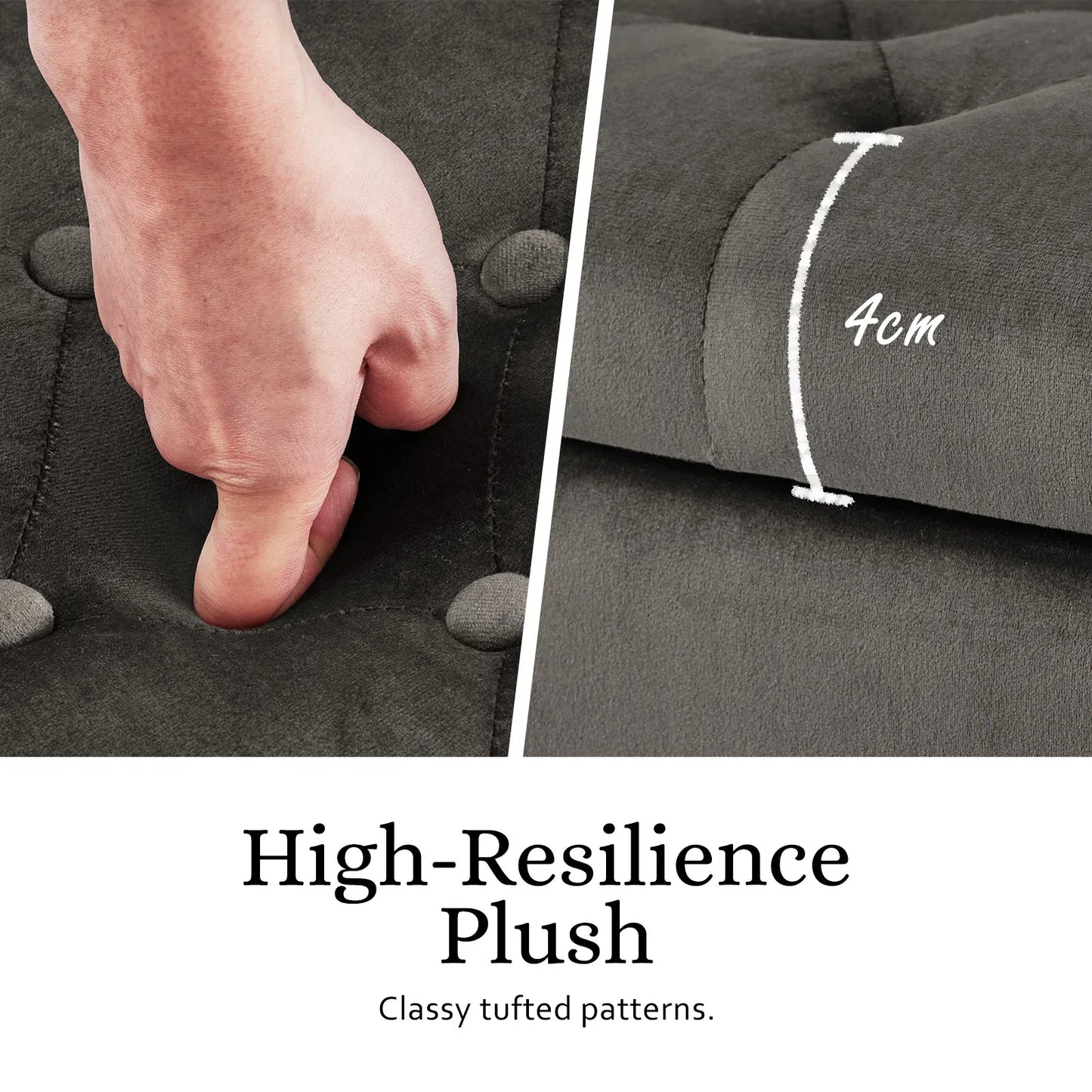 Storage Ottoman Stool Arm Bench Seat 132cm Velvet GREY - Mekamart Australia