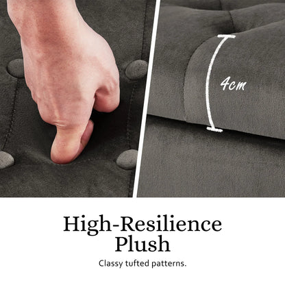 Storage Ottoman Stool Arm Bench Seat 132cm Velvet GREY - Mekamart Australia