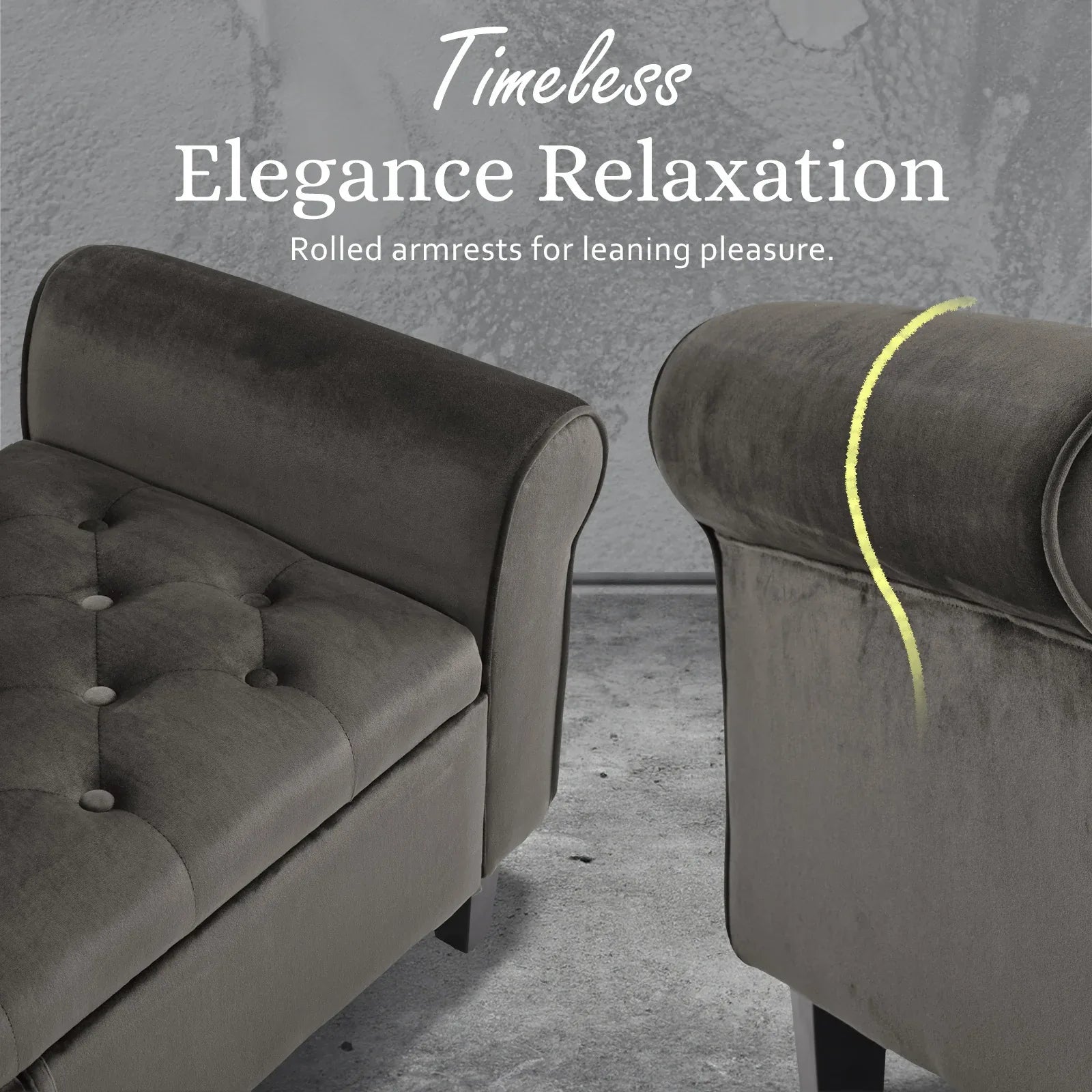 Storage Ottoman Stool Arm Bench Seat 132cm Velvet GREY - Mekamart Australia