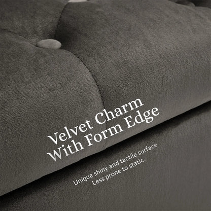 Storage Ottoman Stool Arm Bench Seat 132cm Velvet GREY - Mekamart Australia