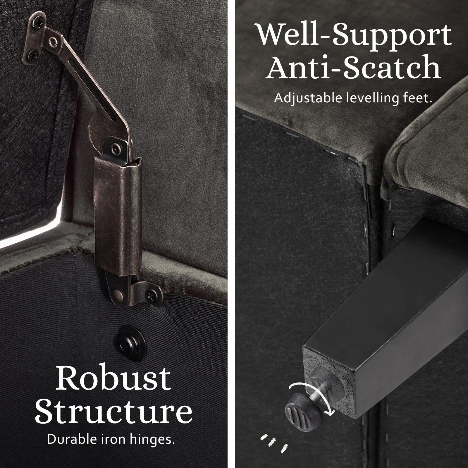 Storage Ottoman Stool Arm Bench Seat 132cm Velvet GREY - Mekamart Australia