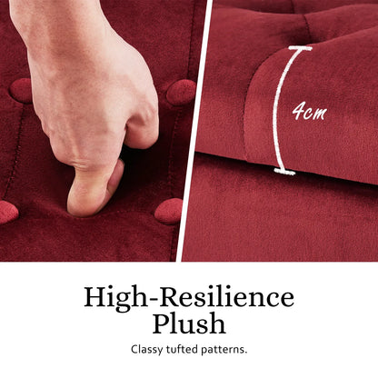 Storage Ottoman Stool Arm Bench Seat 132cm Velvet RED - Mekamart Australia