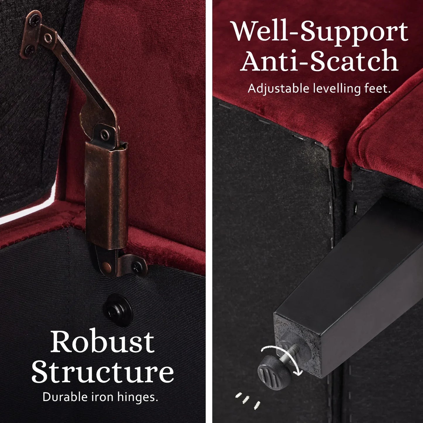 Storage Ottoman Stool Arm Bench Seat 132cm Velvet RED - Mekamart Australia