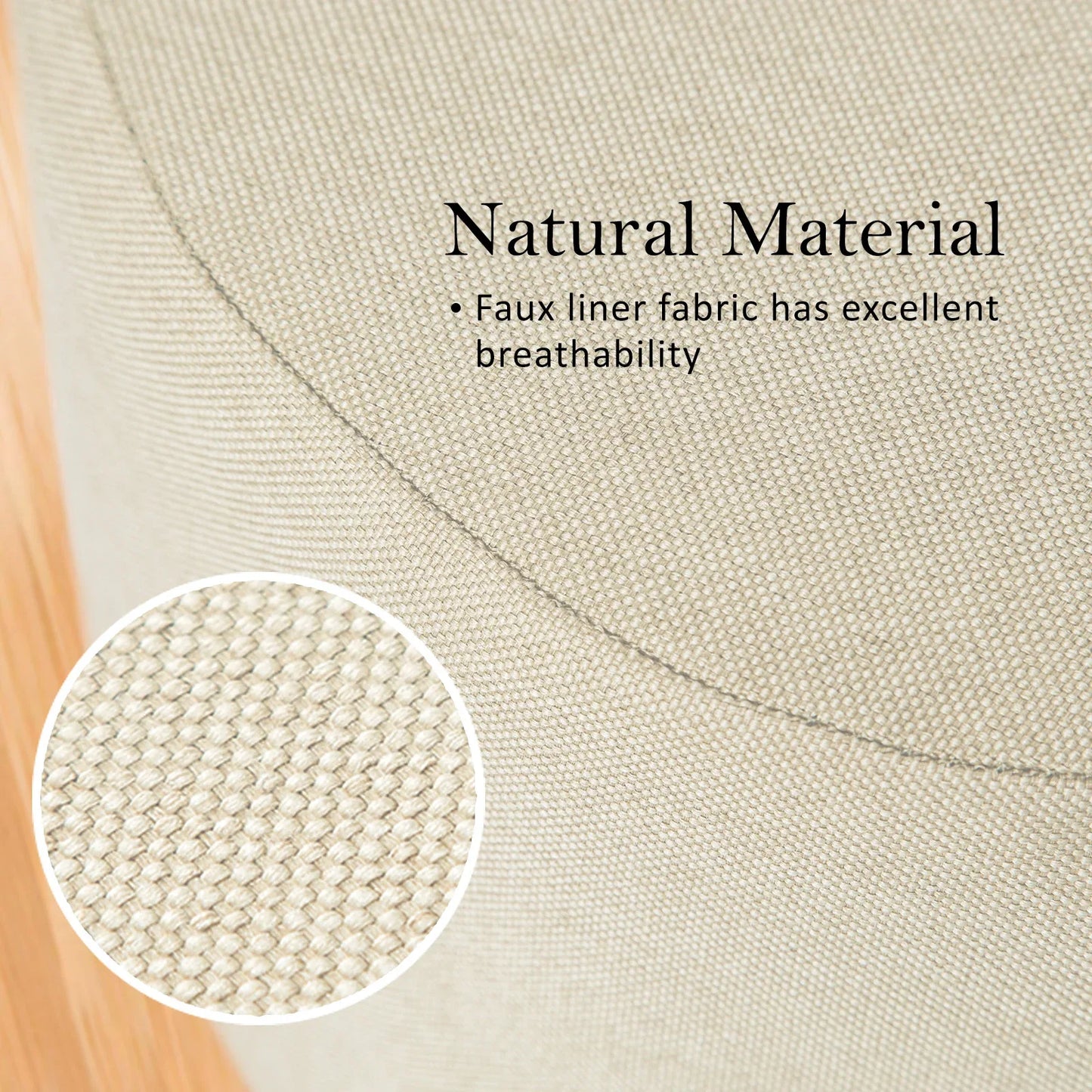 2X Fabric Ottoman Round Wooden Leg Foot Stool - BEIGE - Mekamart Australia