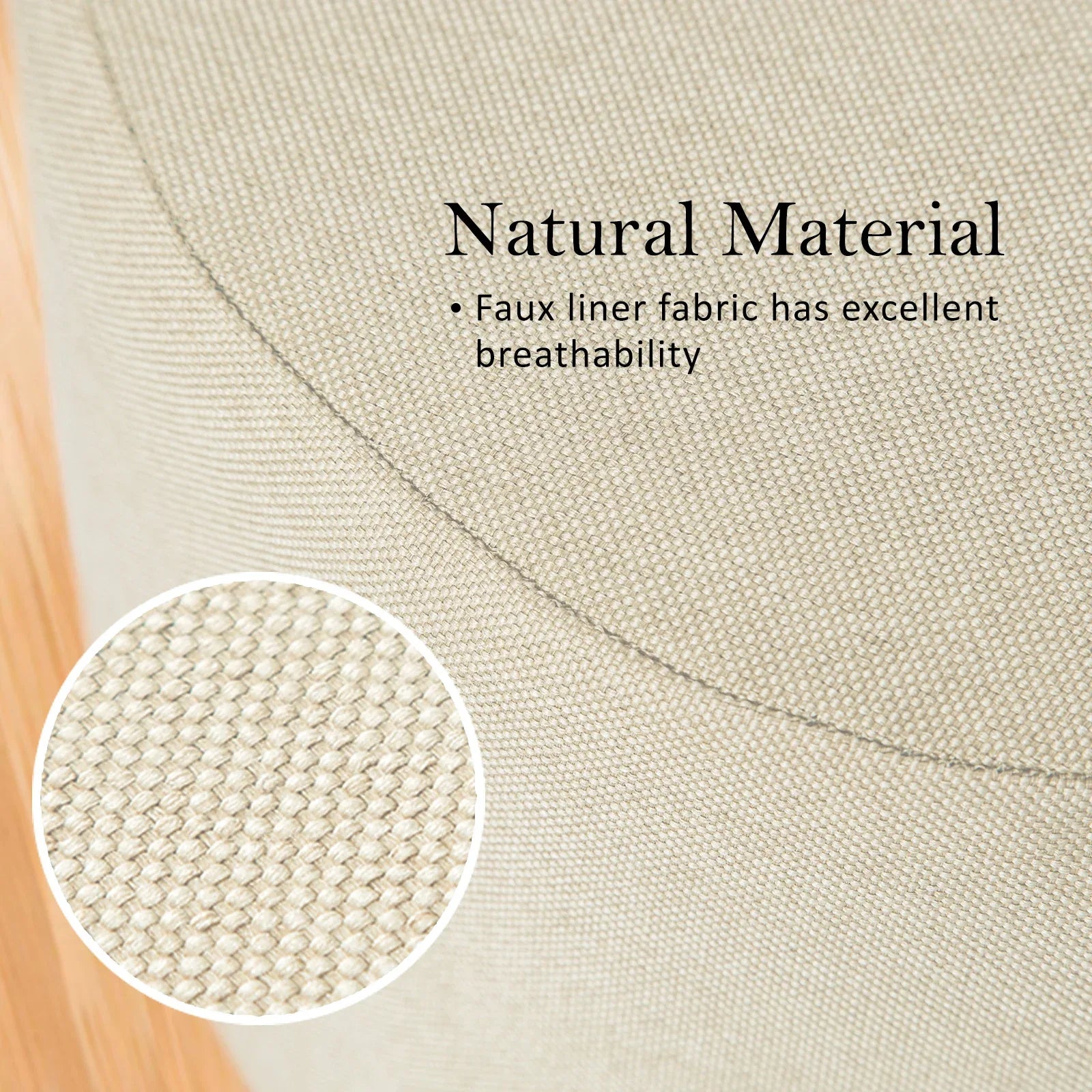 2X Fabric Ottoman Round Wooden Leg Foot Stool - BEIGE - Mekamart Australia