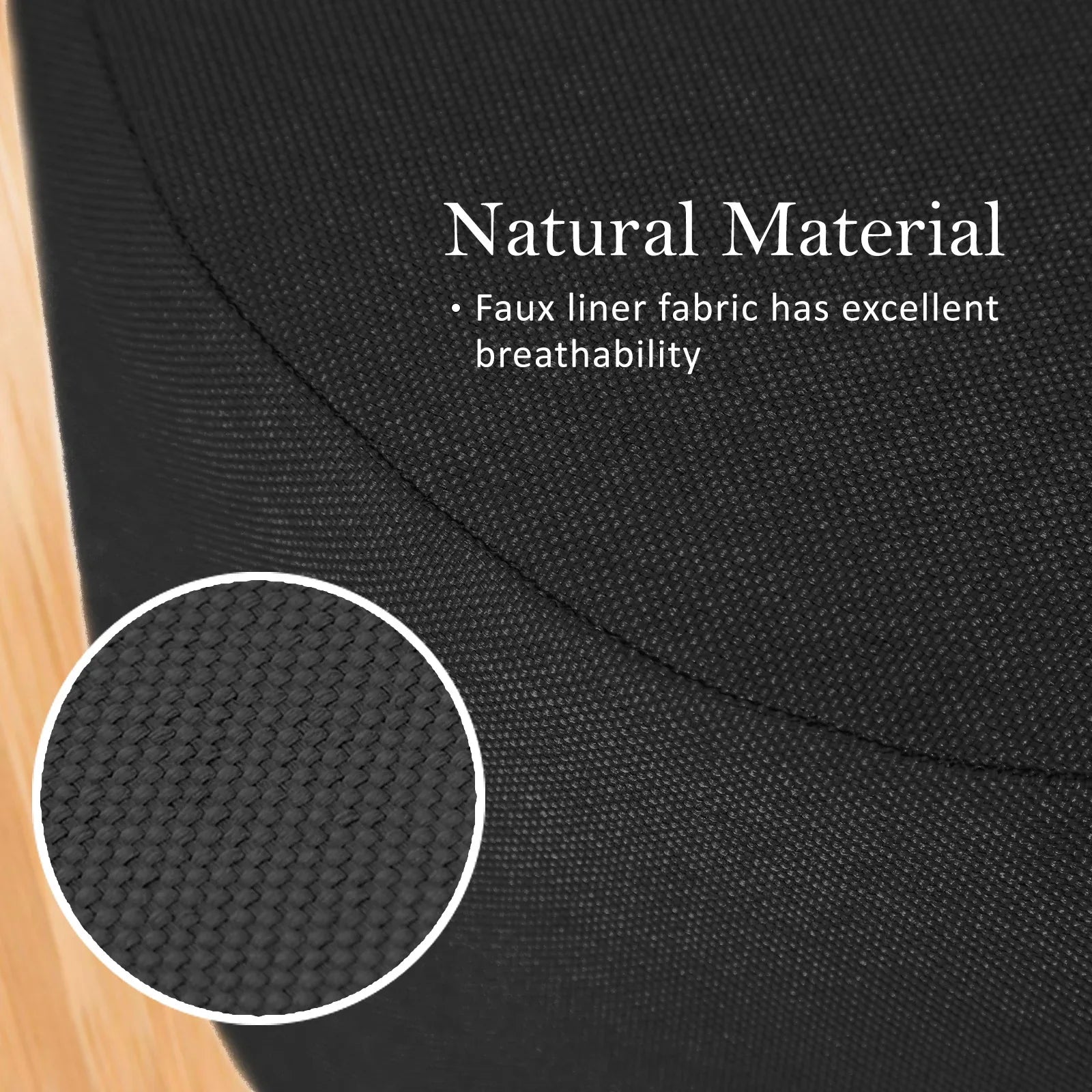 Fabric Ottoman Round Wooden Leg Foot Stool - BLACK - Mekamart Australia