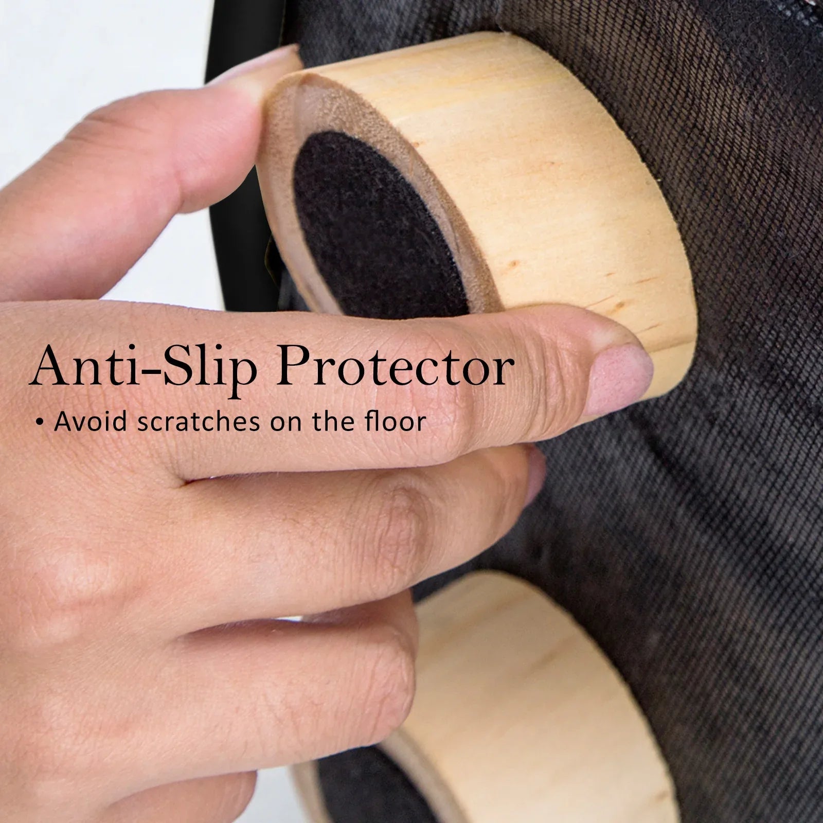 Fabric Ottoman Round Wooden Leg Foot Stool - BLACK - Mekamart Australia